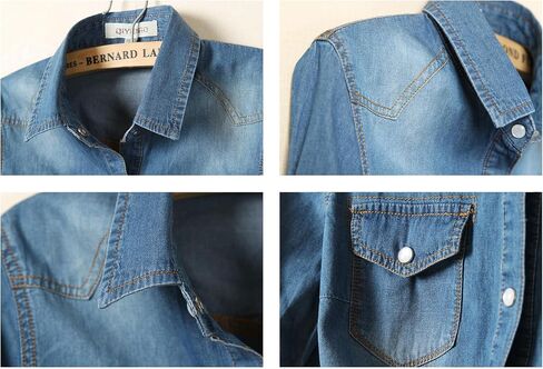 Women's Jean Jacket Women 3/4 Sleeve Tie Knot Shirt Summer Lightweight Denim Layer Modern Denim Crop Top Chambray Cardigan in Kuwait