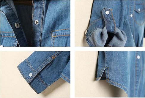 Women's Jean Jacket Women 3/4 Sleeve Tie Knot Shirt Summer Lightweight Denim Layer Modern Denim Crop Top Chambray Cardigan in Kuwait