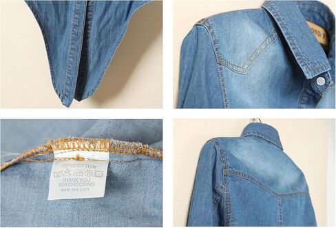 Women's Jean Jacket Women 3/4 Sleeve Tie Knot Shirt Summer Lightweight Denim Layer Modern Denim Crop Top Chambray Cardigan in Kuwait