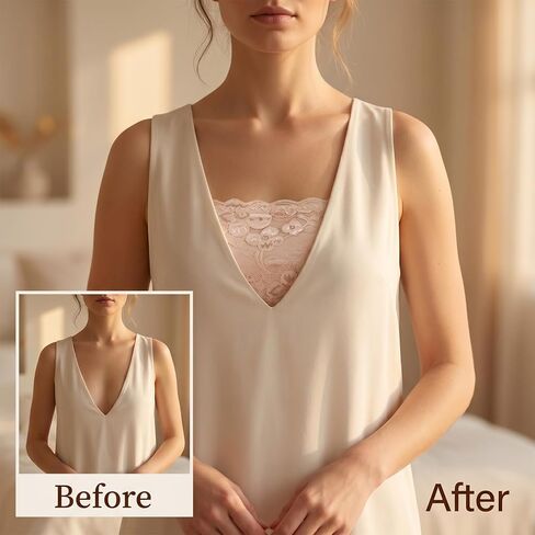 ElevateTech Lace Tube Top Bra, 3 Pcs Women's Floral Lace Bandeau Bra Strapless Modesty Panel Cleavage Cover Up for Low Neckline Seamless Front Stretch Bralette for Women B or A Cup (White, Black, Skin in Kuwait