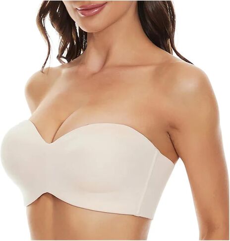 Strapless Bra Strapless Bra Full Support Convertible Bandeau Invisible Lifting Underwire B-G Size Big Cup Underwear for Women in Kuwait
