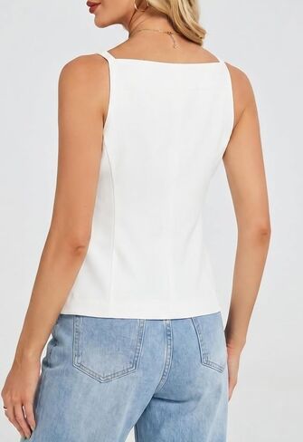Ladyful المرأة بسط سترة دون أكمام أعلى ساحة الرقبة زر أسفل Peplum السترة سترة تانك القمم المجهزة ملابس خارجية in Kuwait