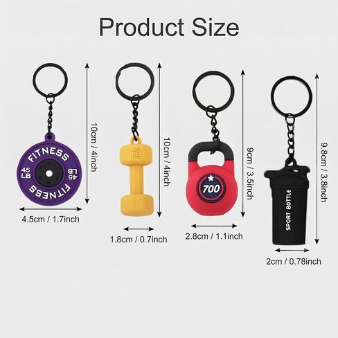 20 Pcs Gym Keychain Bulk for Men Women, Barbell Dumbbells Kettlebell Bottle Keychain, Soft PVC Weightlifting Keychain Motivational Gifts for Gym Members & Workout Partners for Handbag Purse Backpack in Saudi Arabia