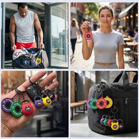 20 Pcs Gym Keychain Bulk for Men Women, Barbell Dumbbells Kettlebell Bottle Keychain, Soft PVC Weightlifting Keychain Motivational Gifts for Gym Members & Workout Partners for Handbag Purse Backpack in Saudi Arabia