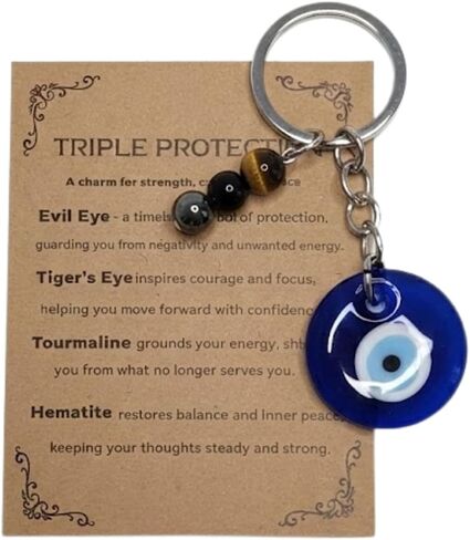 Evil Eye Keychain,Handmade Natural Healing Crystal Charm for Car/Bag/Keys,Protection Spiritual Gift for Women Men in Saudi Arabia