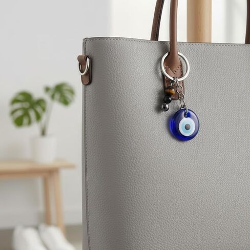 Evil Eye Keychain,Handmade Natural Healing Crystal Charm for Car/Bag/Keys,Protection Spiritual Gift for Women Men in Saudi Arabia
