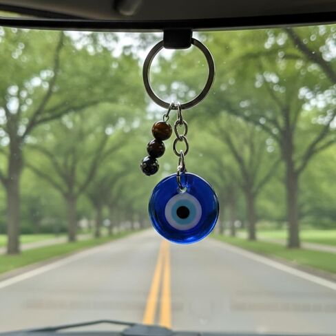 Evil Eye Keychain,Handmade Natural Healing Crystal Charm for Car/Bag/Keys,Protection Spiritual Gift for Women Men in Saudi Arabia
