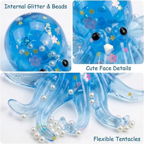 Octopus Stress Ball, Octopus Squishies for Anxiety Relief and Focus Enhancement, Sensory Fidget Tool for Desk Decompression and Classroom Activities (Blue) in Saudi Arabia