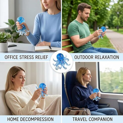 Octopus Stress Ball, Octopus Squishies for Anxiety Relief and Focus Enhancement, Sensory Fidget Tool for Desk Decompression and Classroom Activities (Blue) in Saudi Arabia