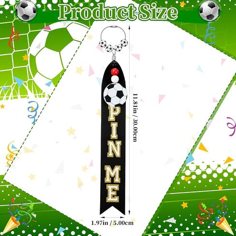 Yinder 8 Pcs Soccer Cheer Pin Me Ribbons Spirit Bag Tags with Acrylic Ball Charm Keychain, Soccer Cheer Gift for Girls Backpack Decoration Sports Party Favors in Kuwait