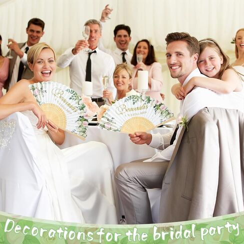 25 مجموعة من Yerliker مروحة يد إسبانية قابلة للطي لحفلات الزفاف للضيوف Bienvenidos a Nuestra Boda مراوح قابلة للطي إسبانية مرحبًا بكم في هدايا الزفاف الخاصة بنا مع حقائب الأورجانزا لمستلزمات حفلات الزفاف العازبة in Kuwait
