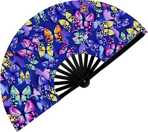 Large Folding Hand Rave Fan,Popping Fan for Line Dancing,Decorative Folding Hand Fans for Music Festivals,Carnival,Rainbow Outfits,Disco,Neon, Glow Party Decorations Supplies. (Mushroom 2) in Saudi Arabia