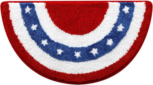 Moutina American Bunting Flags Bathroom Rugs 16x30 Inch, Soft and Absorbent Tufted 4th of July Rug Non Slip Washable, Patriotic Bathroom Decor Half Circle Bath Mat Holiday Decorations in Saudi Arabia