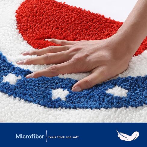 Moutina American Bunting Flags Bathroom Rugs 16x30 Inch, Soft and Absorbent Tufted 4th of July Rug Non Slip Washable, Patriotic Bathroom Decor Half Circle Bath Mat Holiday Decorations in Saudi Arabia