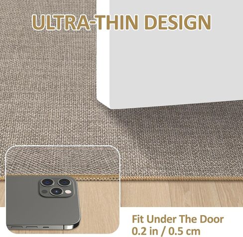 Bathroom Rugs Mat Non Slip 24" x 16", Ultra Thin Small Bath Mat Quick Drying Absorbent Floor Mat for Bathroom Bathtub Shower Sink, Washable Low-Profile Door Mat Indoor Entrance, Khaki in Kuwait