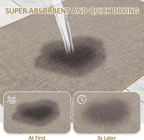 Bathroom Rugs Mat Non Slip 24" x 16", Ultra Thin Small Bath Mat Quick Drying Absorbent Floor Mat for Bathroom Bathtub Shower Sink, Washable Low-Profile Door Mat Indoor Entrance, Khaki in Kuwait
