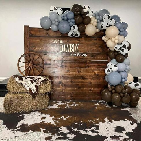 Breling 59" x 79" Western Party Decoration Faux Cowhide Rug Western Animal Flannel Cow Print Rug Farmhouse Rustic Home Decor for West Theme Birthday Party Supplies Bedroom Decor(Brown,Elegant Style) in Kuwait