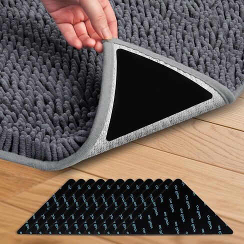 12 Pcs Rug Grip Pads for Hardwood Floors and Tiles, Non Slip Rug Grippers, Heavy Duty Corner Grippers for Rugs, Washable & Reusable Carpet Tape Alternative, Keep Rugs in Place & Corners Flat in Saudi Arabia