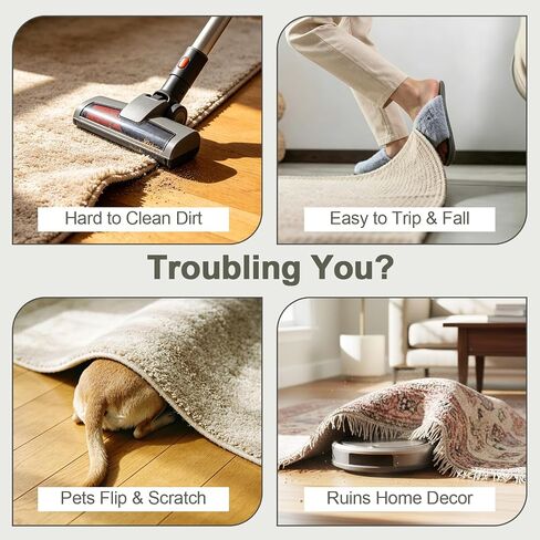 12 Pcs Rug Grip Pads for Hardwood Floors and Tiles, Non Slip Rug Grippers, Heavy Duty Corner Grippers for Rugs, Washable & Reusable Carpet Tape Alternative, Keep Rugs in Place & Corners Flat in Saudi Arabia