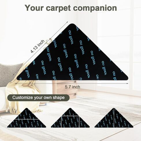 12 Pcs Rug Grip Pads for Hardwood Floors and Tiles, Non Slip Rug Grippers, Heavy Duty Corner Grippers for Rugs, Washable & Reusable Carpet Tape Alternative, Keep Rugs in Place & Corners Flat in Saudi Arabia