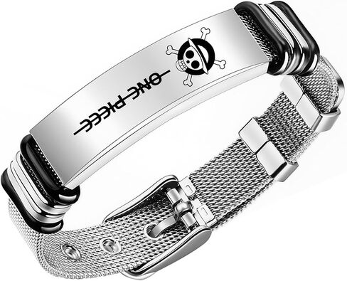 ACZHHZC ‌OP Anime Skull Bracelet, Cartoon Stainless Steel Adjustable Mesh Wristband for Men and Women in Saudi Arabia