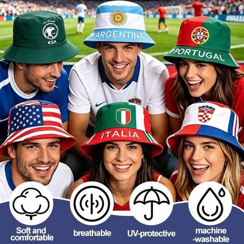 قبعة دلو لكرة القدم لعام 2026، قبعة علم الدولة الوطنية، قبعة تشجيع كرة القدم الرياضية الوطنية، هدية لمحبي كرة القدم in Kuwait