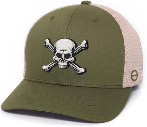 Pirate Skull Trucker Hat for Men, Women - Jolly Roger Mesh Snapback Cap with Silicone Patch in Saudi Arabia