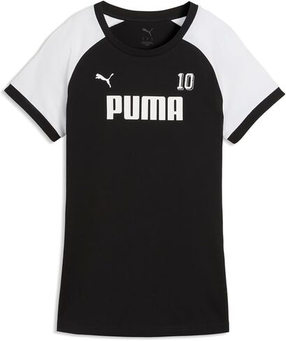 PUMA Womens Sport Ringer Logo Crew Neck Short Sleeve Casual Tops Casual - Black in Kuwait
