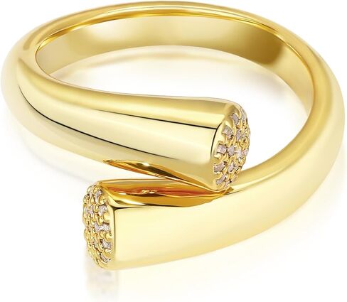 EVEYE 18k Gold Plated Rings for Women, Cubic Zirconia Stackable Rings,Trendy Dainty Simple Cute Chunky Rings, Jewelry Gifts in Saudi Arabia