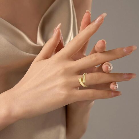 EVEYE 18k Gold Plated Rings for Women, Cubic Zirconia Stackable Rings,Trendy Dainty Simple Cute Chunky Rings, Jewelry Gifts in Saudi Arabia