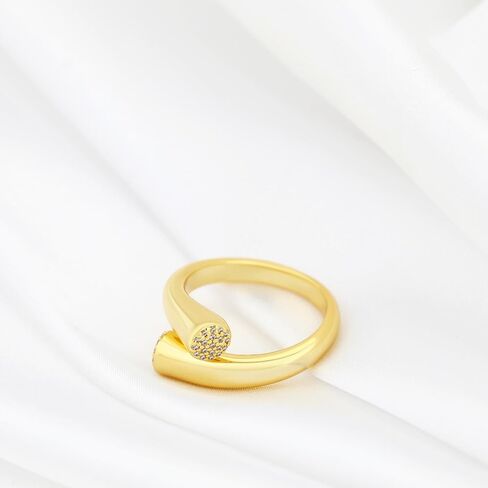 EVEYE 18k Gold Plated Rings for Women, Cubic Zirconia Stackable Rings,Trendy Dainty Simple Cute Chunky Rings, Jewelry Gifts in Saudi Arabia