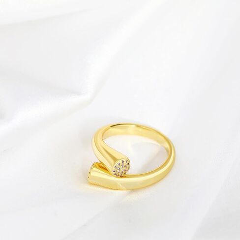 EVEYE 18k Gold Plated Rings for Women, Cubic Zirconia Stackable Rings,Trendy Dainty Simple Cute Chunky Rings, Jewelry Gifts in Saudi Arabia