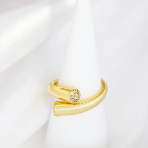 EVEYE 18k Gold Plated Rings for Women, Cubic Zirconia Stackable Rings,Trendy Dainty Simple Cute Chunky Rings, Jewelry Gifts in Saudi Arabia