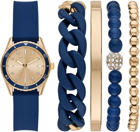 Skechers Women's Three Hand Silicone Watch & Interchangeable Band Gift Set, Blue Silicone and Gold Sports Watch for Women in Kuwait