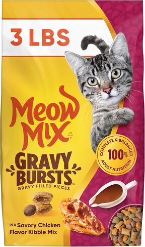 Meow Mix Gravy Sprsts Dry Cat Food ، ودجاج ، وحقيبة 3 رطل in Kuwait