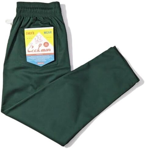 COOKMAN Chef Pants - Dark Green, Relaxed Fit Kitchen & Street Use, Adjustable Drawstring Waist in Kuwait