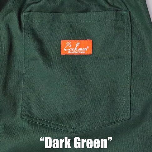COOKMAN Chef Pants - Dark Green, Relaxed Fit Kitchen & Street Use, Adjustable Drawstring Waist in Kuwait