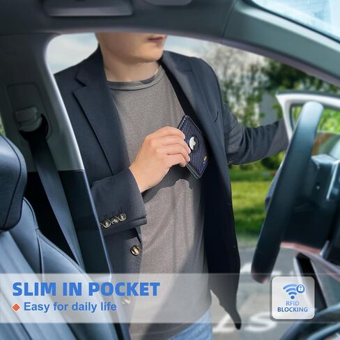 محفظة رجالية Airtag والاستخدام القياسي، محفظة جيب أمامي رفيعة بمشبك نقود للرجال Gifg RFID تحجب 11 بطاقة in Kuwait