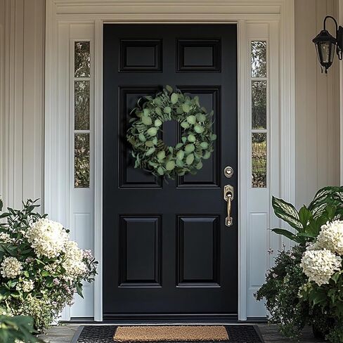 Eucalyptus Wreaths for Front Door 24 Inch, Green Boxwood Greenery Wreath, Artificial Foliage Wreath for Spring Summer Indoor Outdoor Porch in Saudi Arabia