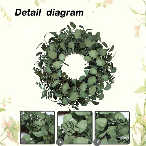 Eucalyptus Wreaths for Front Door 24 Inch, Green Boxwood Greenery Wreath, Artificial Foliage Wreath for Spring Summer Indoor Outdoor Porch in Saudi Arabia