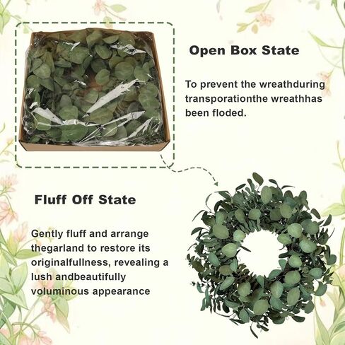 Eucalyptus Wreaths for Front Door 24 Inch, Green Boxwood Greenery Wreath, Artificial Foliage Wreath for Spring Summer Indoor Outdoor Porch in Saudi Arabia