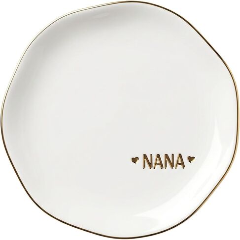 InnoBeta NANA Gifts, NANA Trinket Dish for Rings Earrings, 4.75" Handcrafted Ceramic Ring Dish with Gold Trim in Kuwait