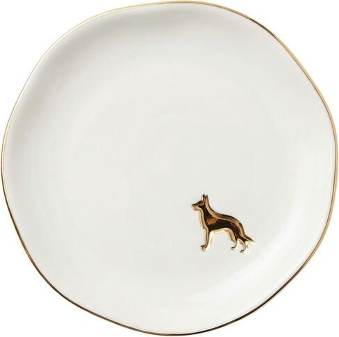InnoBeta German Shepherd Gifts for Women, Gifts for German Shepherd Mom - 4.75" Handcrafted Ceramic Ring Dish with Gold Trim, Decorative Trinket Dish for Rings Earrings Necklaces in Kuwait