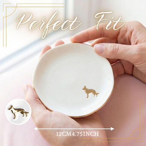 InnoBeta German Shepherd Gifts for Women, Gifts for German Shepherd Mom - 4.75" Handcrafted Ceramic Ring Dish with Gold Trim, Decorative Trinket Dish for Rings Earrings Necklaces in Kuwait