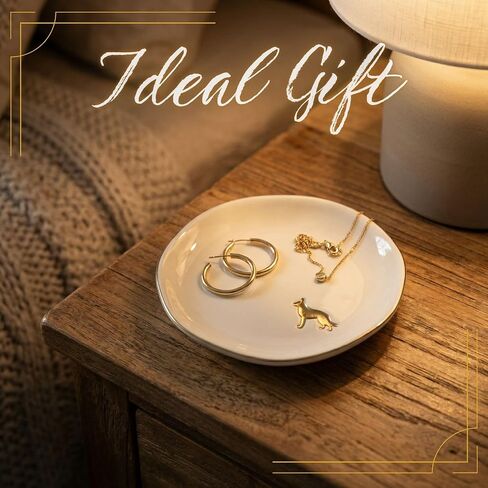 InnoBeta German Shepherd Gifts for Women, Gifts for German Shepherd Mom - 4.75" Handcrafted Ceramic Ring Dish with Gold Trim, Decorative Trinket Dish for Rings Earrings Necklaces in Kuwait