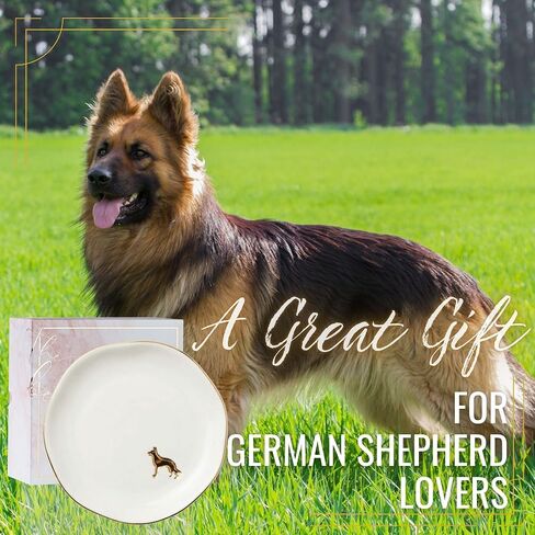 InnoBeta German Shepherd Gifts for Women, Gifts for German Shepherd Mom - 4.75" Handcrafted Ceramic Ring Dish with Gold Trim, Decorative Trinket Dish for Rings Earrings Necklaces in Kuwait