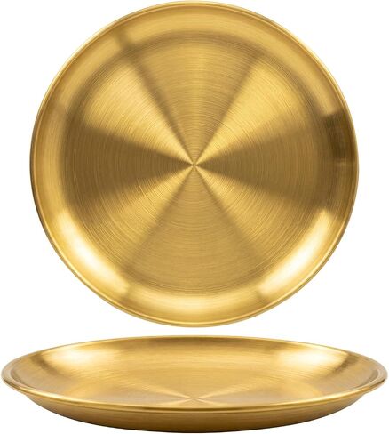 Round Gold Decorative Jewelry Tray, 3 Pack | Stainless Steel, Display Holder, For Perfume Candle Key Storage, Multi-Purpose Organizer in Saudi Arabia