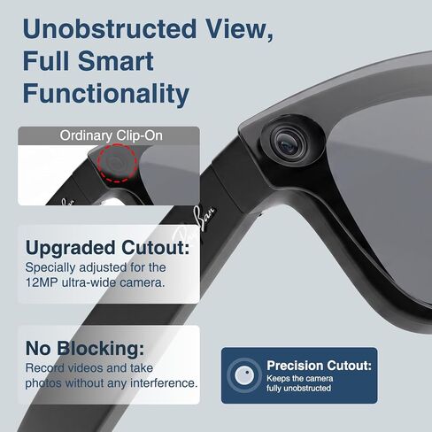 JO Clip-On Sunglasses for RW4006 RW4012 Size 50-22, 2 Pairs Polarized Flip-Up Sun Lens Camera-Cutout Design Black & Blue (Black+Blue, 50-22) in Saudi Arabia