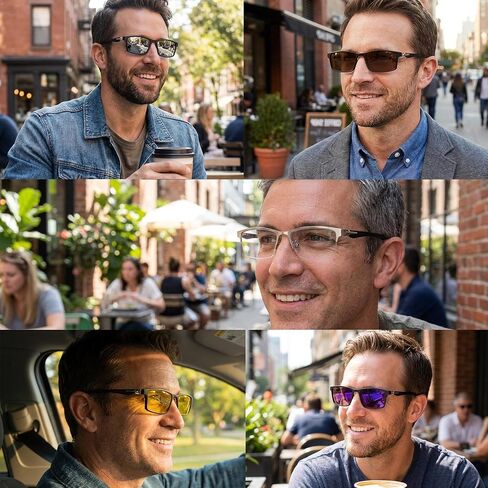 Magnetic 5Pcs Clip-On Sunglasses Set for Men and Women-for Dad Fathers Day gift – Business Half-Rim Polarized UV Protection Eyewear & Magnetic Frames for Night Driving & Fishing in Saudi Arabia