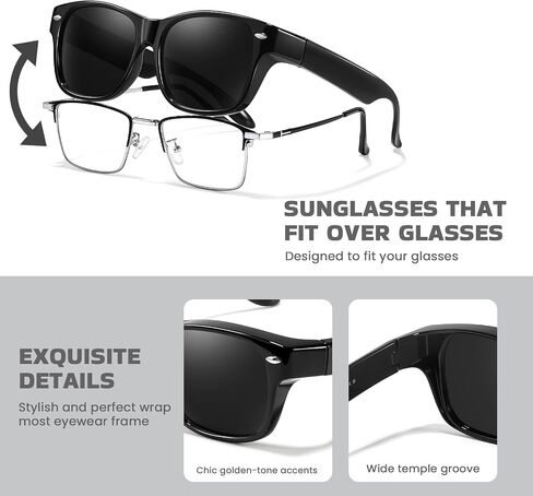 Xfeel Fit Over Sunglasses for Men Polarized UV400 Protection Over Glasses Sunglasses Classic Shades for Driving & Outdoor in Saudi Arabia